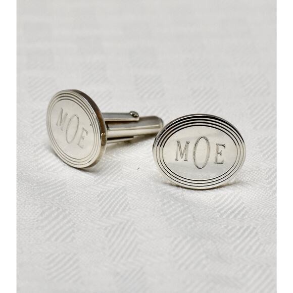 Tiffany & Co Oval 925 Sterling Silver Engine-turned Monogram 